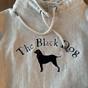 The Black Dog Gray Hoodie with Black Dog Motif
